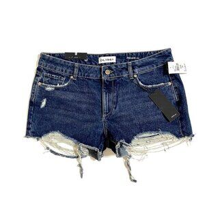 DL1961 Renee Cut Off Short Raw Hem Denim Low Rise Destructed Sz 30 NWT $128